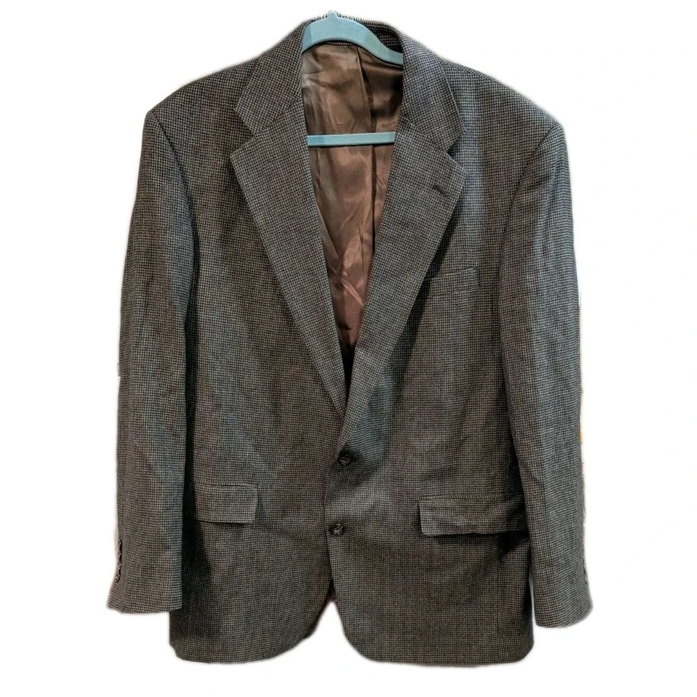 Vtg Evan Picone Wool 48 R Brown TWEED BLAZER SPORTS COAT USA Union Made Timeless